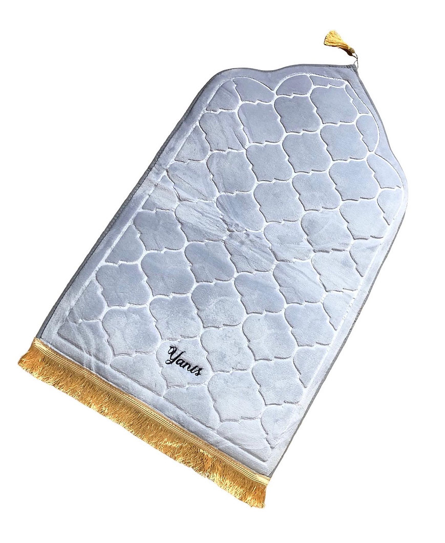 Tapis de prière matelassé en forme de dôme gris clair