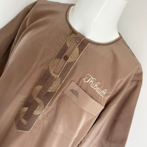 Qamis homme manches courtes taupe